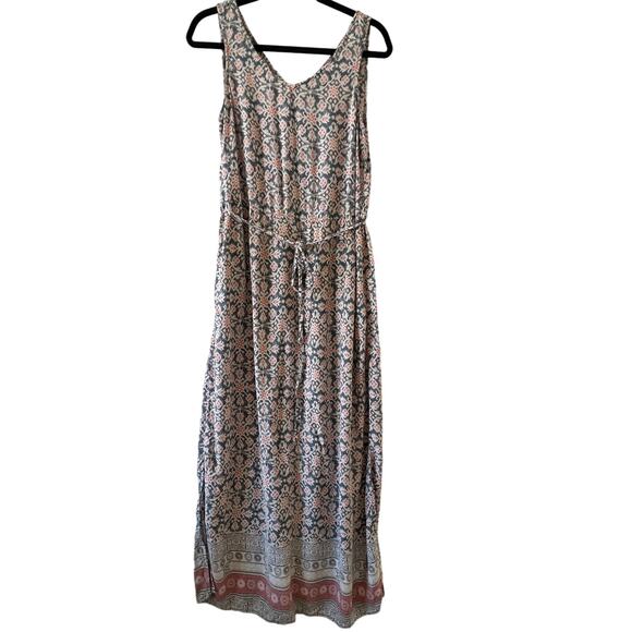 Beach Lunch Lounge Pink Blue Floral Flowy Maxi Dress Womens Small - Picture 1 of 13